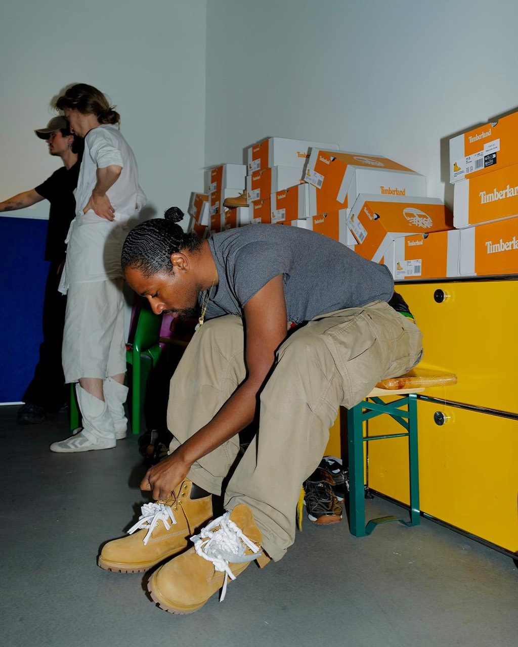 Island-core, distressed fabrics, and reconstructed Timbs at Jawara Alleyne