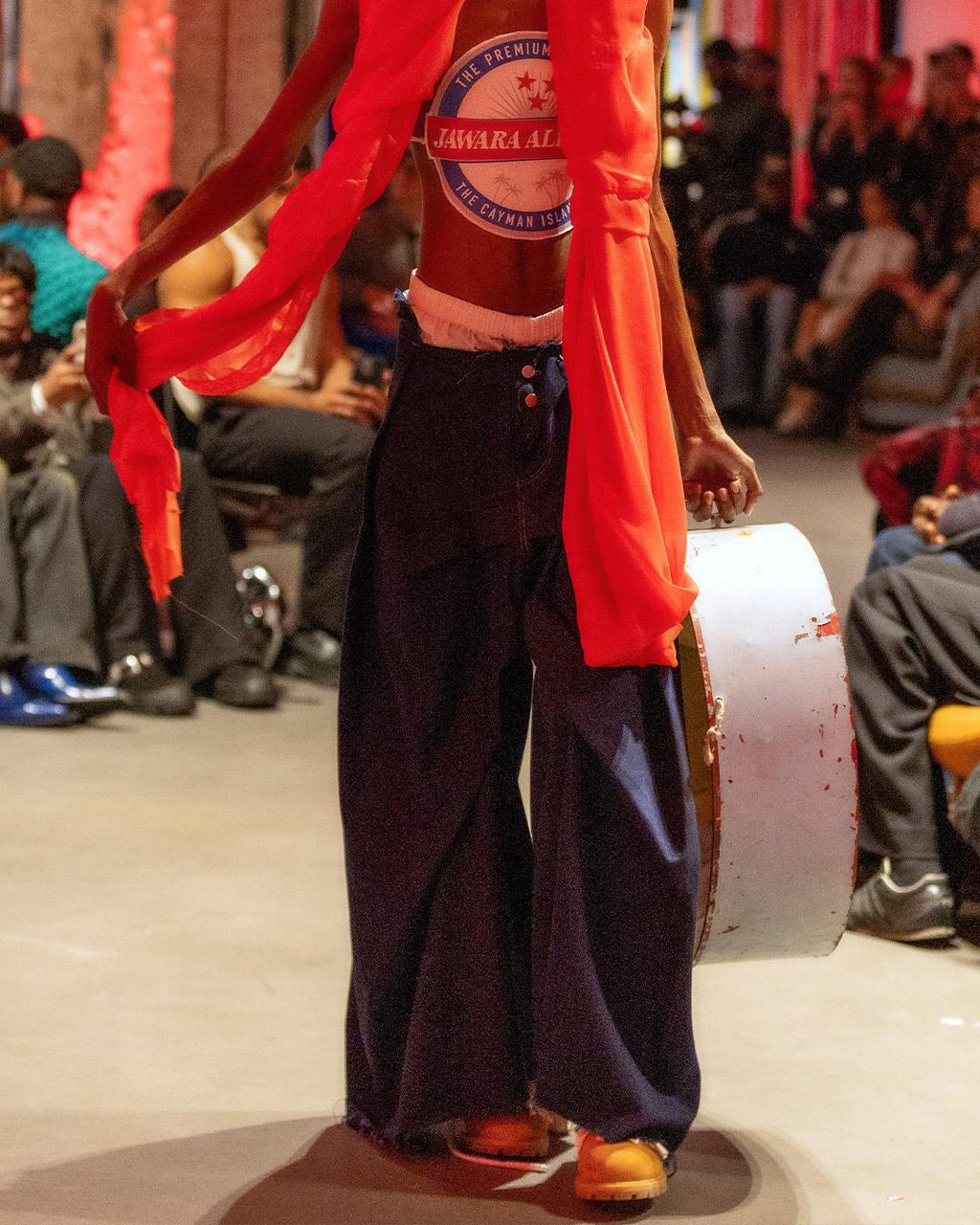 Island-core, distressed fabrics, and reconstructed Timbs at Jawara Alleyne