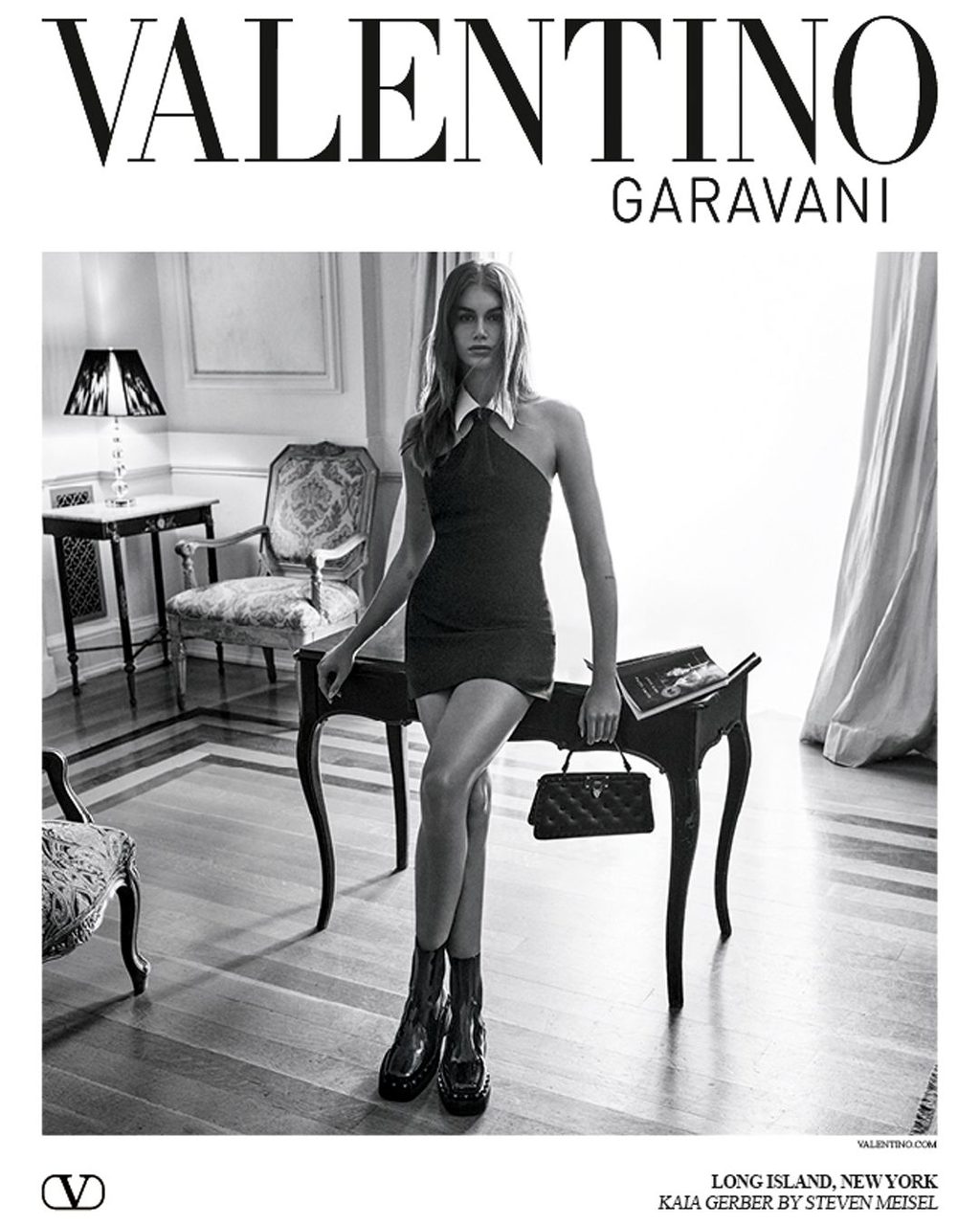 Kaia Gerber is the face of the Valentino Black Tie AW23 campaign