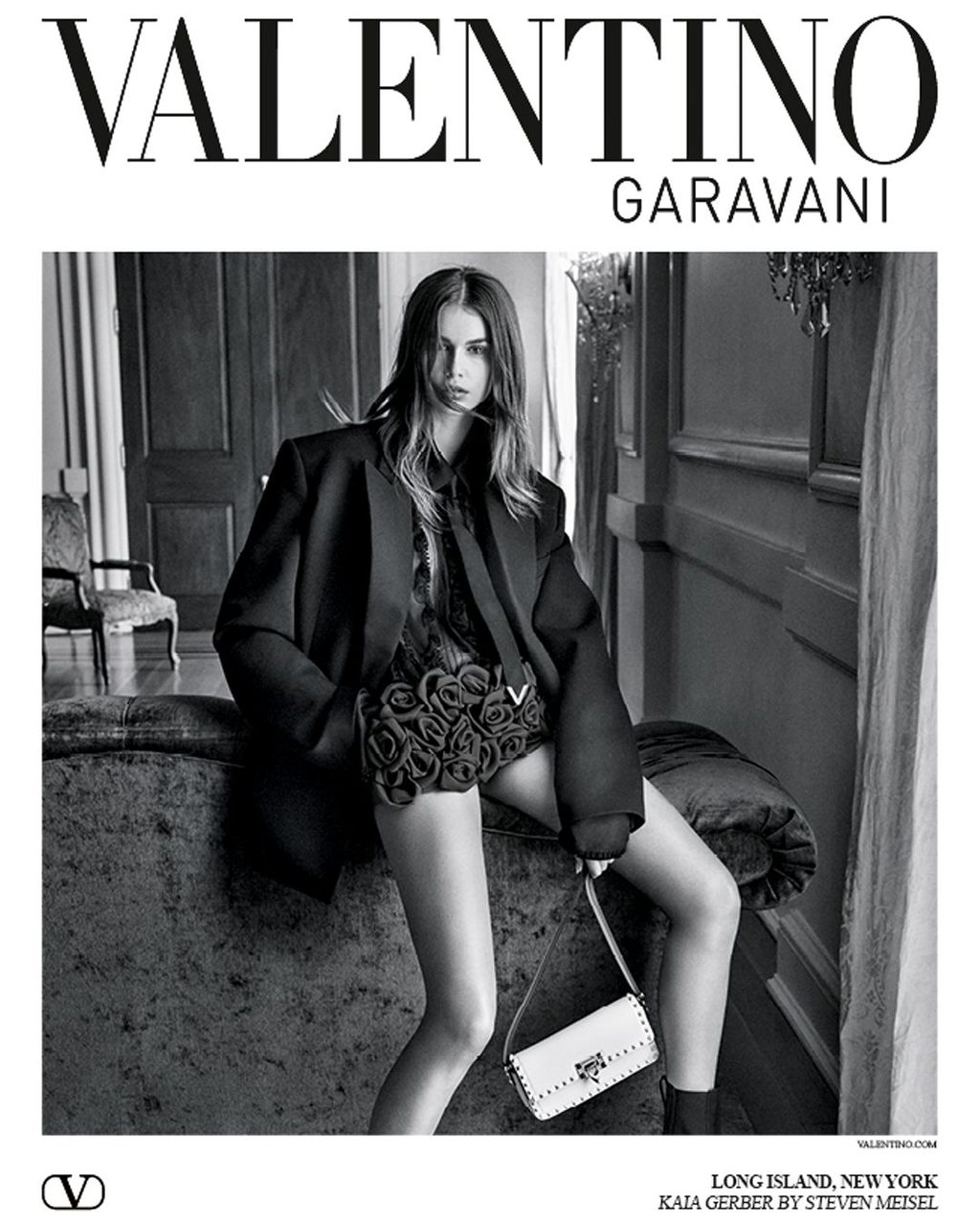 Kaia Gerber is the face of the Valentino Black Tie AW23 campaign