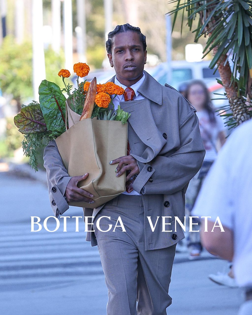 A$AP Rocky takes his Bottega Veneta Andiamo Bag for a walk in LA