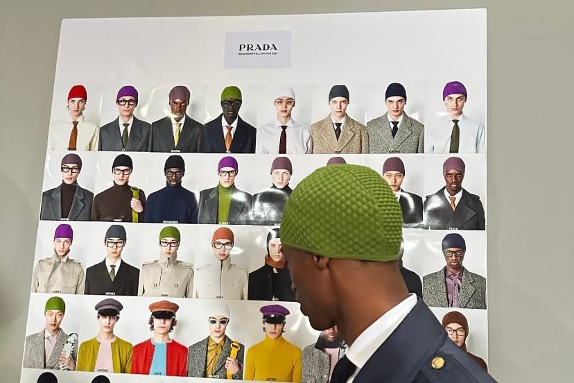 Key pieces from Prada’s Fall/Winter 2024 collection: swim caps, smart ties & more