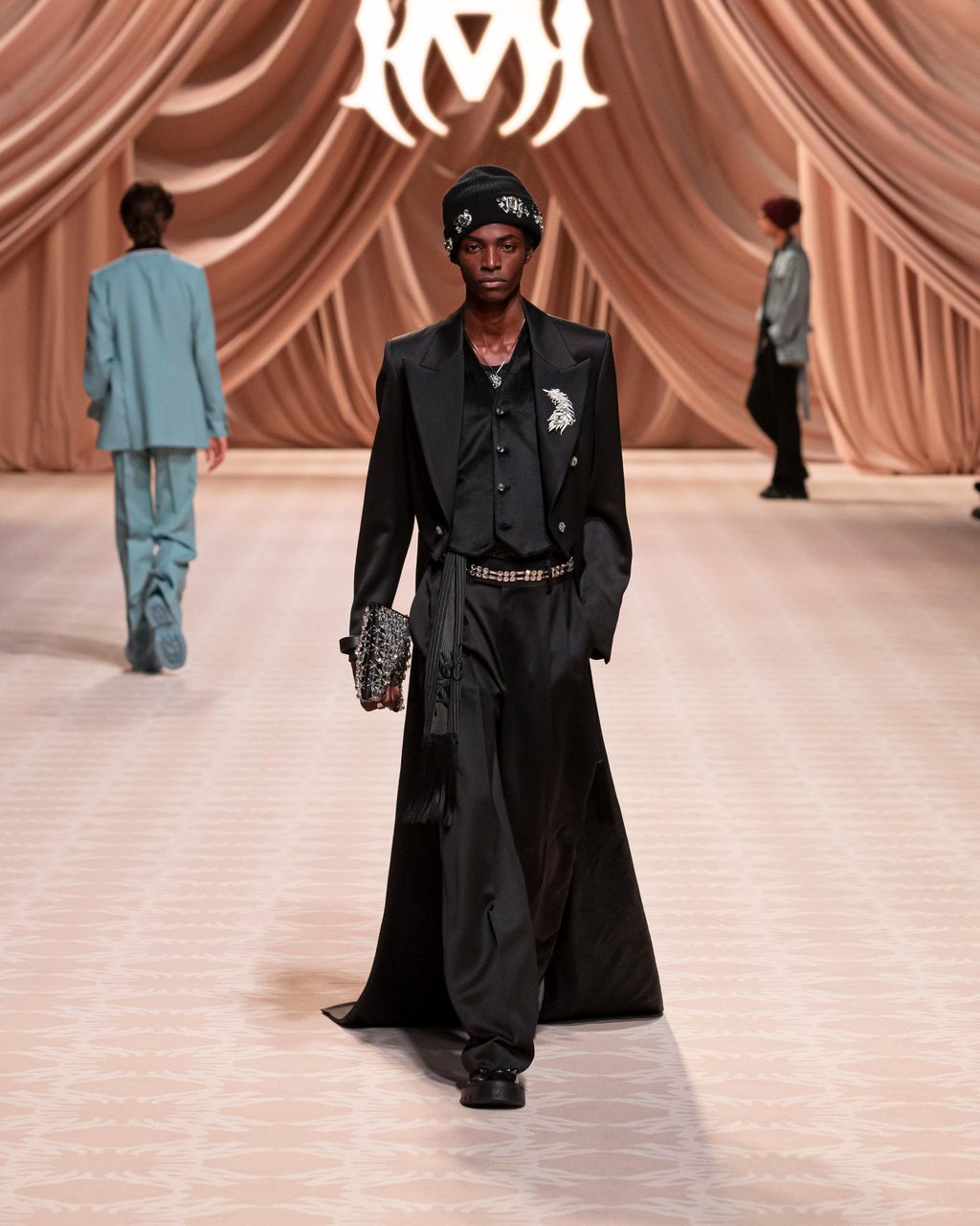 Tucked-in scarves and a whole lot of bling: key pieces from AMIRI’s Fall/Winter 2024 collection