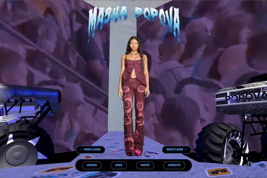 Masha Popova brings Denim Monster Trucks to its virtual fashion show with VOID MAIN()