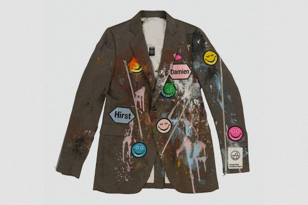 Damien Hirst and Tetsuzo Okubo, upcycled clothing, available at Virgil Abloh’s website Canary Yellow.