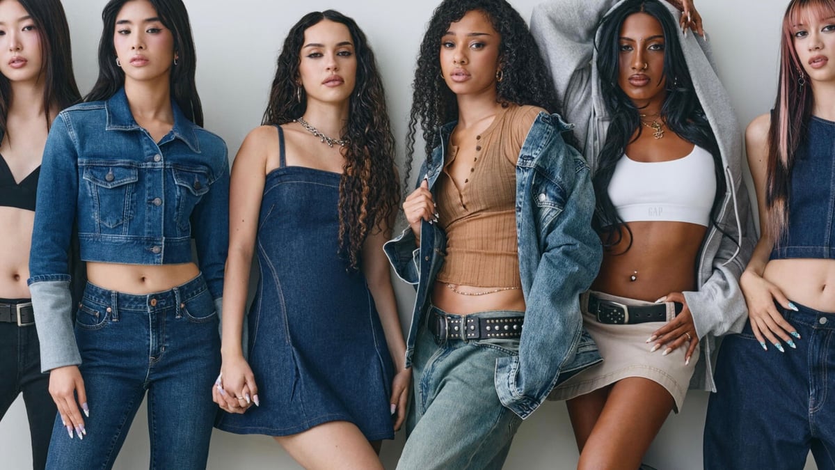 gap denim dress katseye dress code: denim  @justine rafael @KATSEYE @Gap #eyekons #gap #katseye  #milkshake #milkshakedance